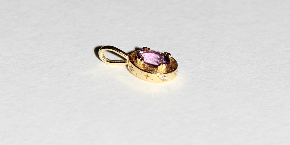 Image of Maison de Femmes February Amethyst Birthstone Pendant Charm.