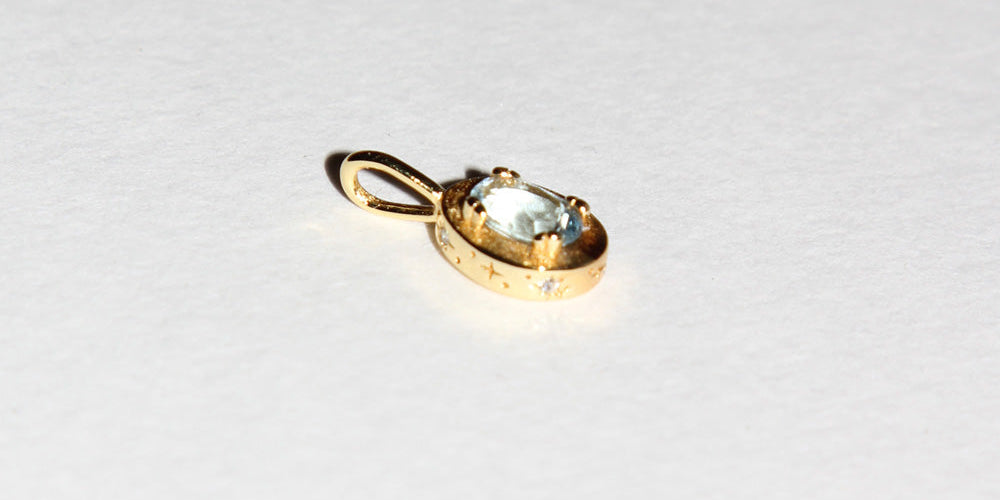 Image of Maison de Femmes February March Aquamarine Birthstone Pendant Charm.