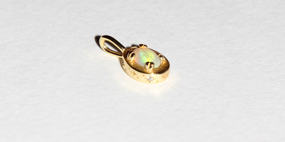Image of Maison de Femmes October Opal Birthstone Pendant Charm.