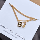 B Initial with Opal Birthstone Charm Necklace.