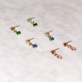 Jewel Drop Stud Earrings - Blue