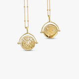 Gold Manifesting As Above So Below Spinner Necklace.