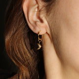 Croissant Charm Hoop Earrings (Gold)