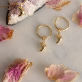 Croissant Charm Hoop Earrings (Gold)
