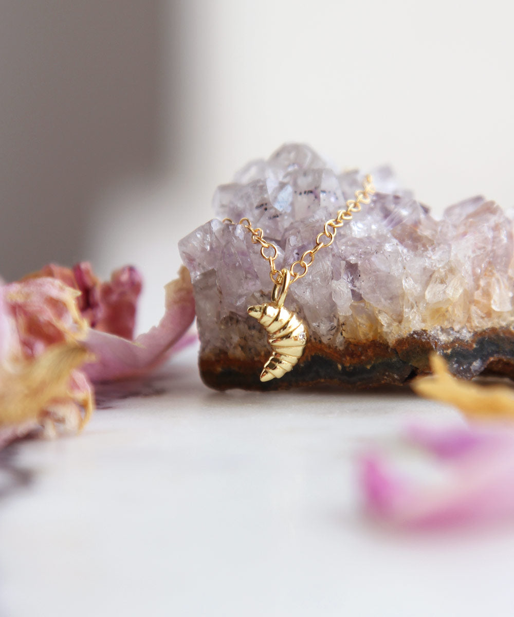 Maison de Femmes Gold Croissant Charm Necklace.
