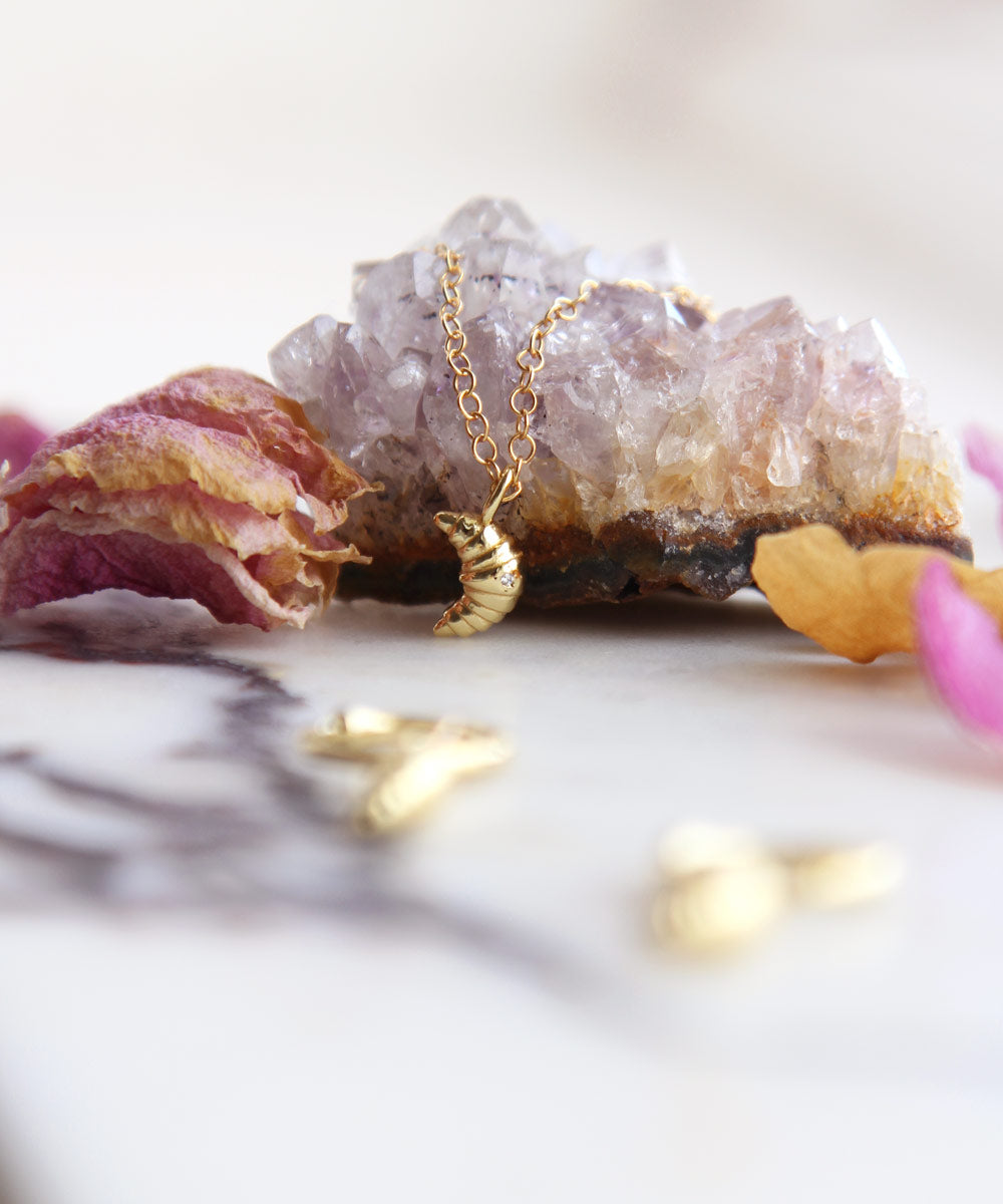 Maison de Femmes Gold Croissant Charm Necklace.
