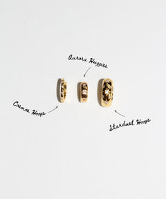 Star Studded Cosmic Celestial Hoop Earrings from the Maison de Femmes Galaxia Collection.