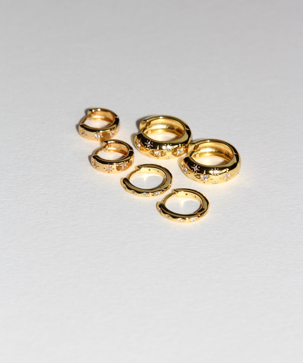 Star Studded Cosmic Celestial Hoop Earrings from the Maison de Femmes Galaxia Collection.
