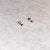 Jewel Drop Stud Earrings - Green