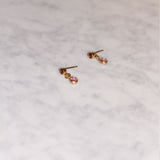 Jewel Drop Stud Earrings - Pink