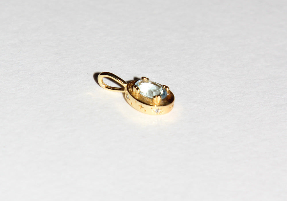 Image of Maison de Femmes February March Aquamarine Birthstone Pendant Charm.