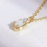October Opal Birthstone Necklace