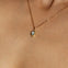 Maison de Femmes gold vermeil March Aquamarine Birthstone Necklace worn by woman.
