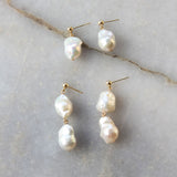 Peony Pearl Stud Earrings - Double