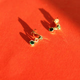 Jewel Drop Stud Earrings - Green