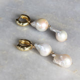 Asteria Pearl Hoop Earrings (Double Pearl)