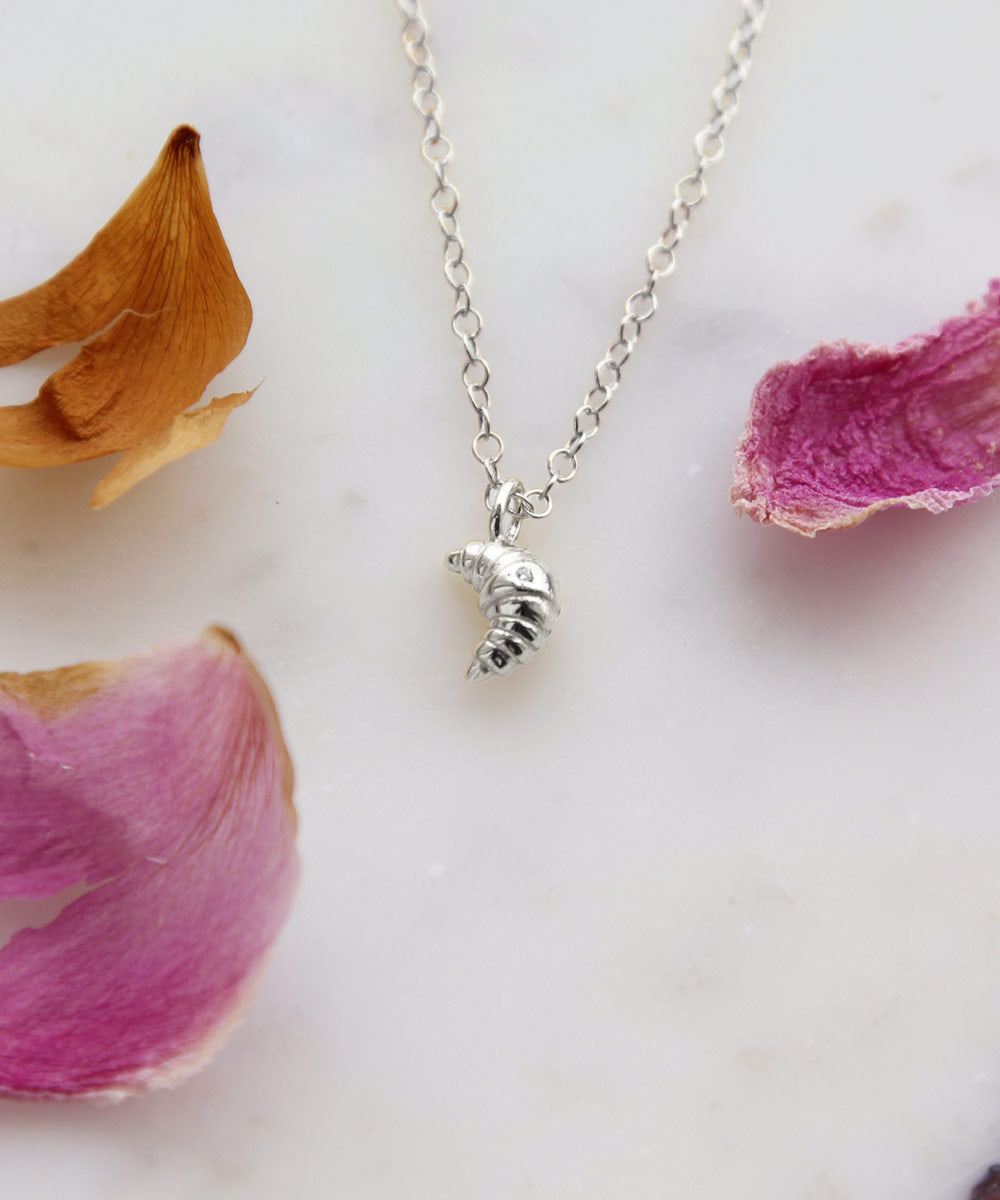 Maison de Femmes Sterling Silver Croissant Charm Necklace.