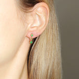 Jewel Drop Stud Earrings - Green