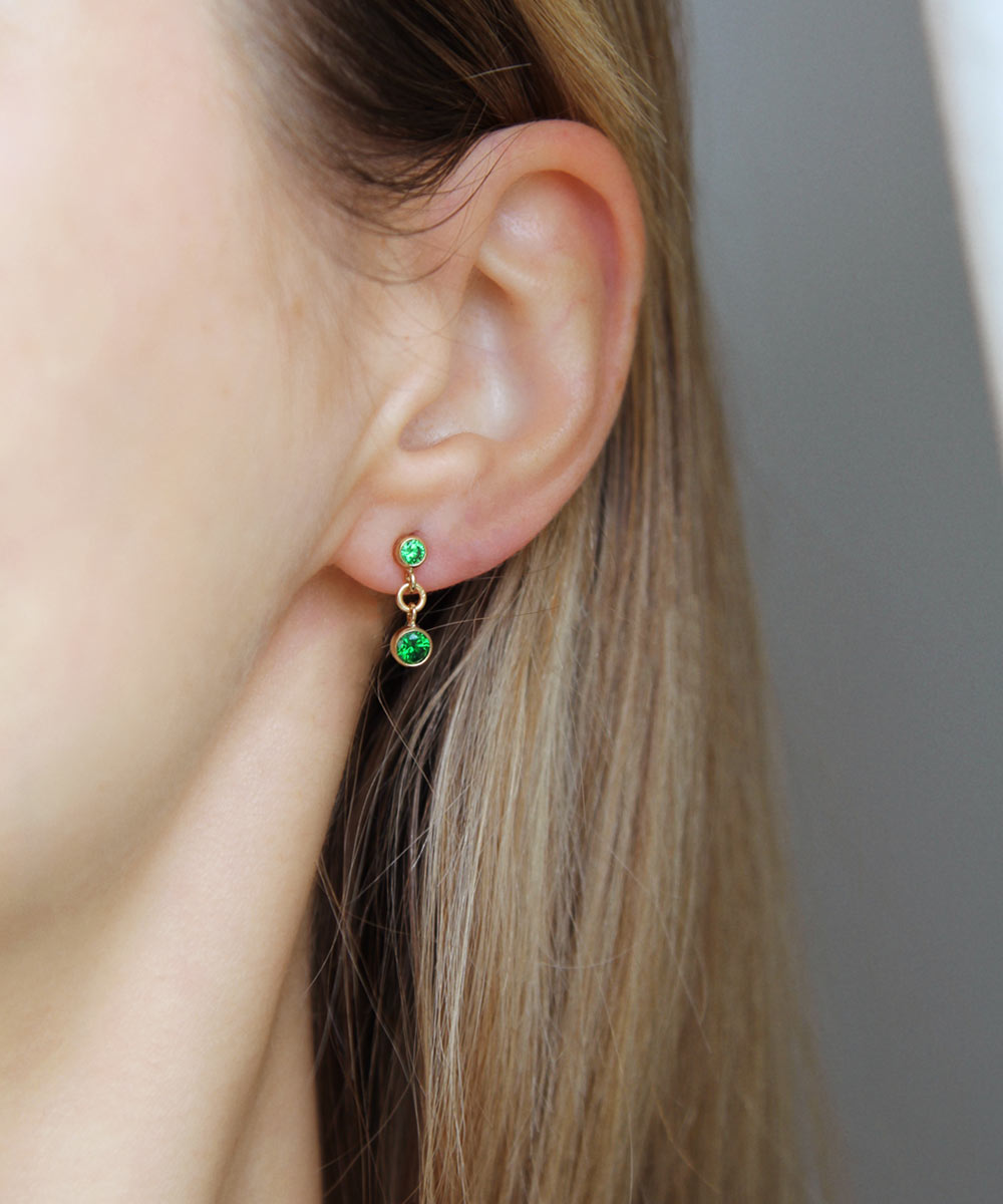 Jewel Drop Stud Earrings - Green