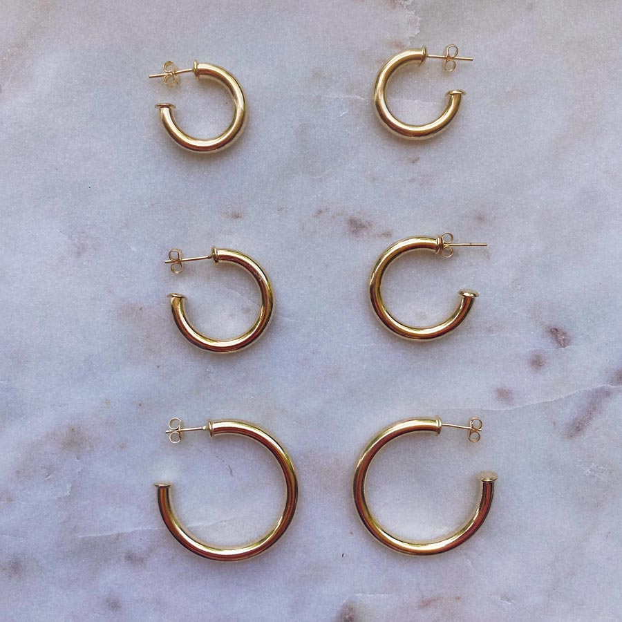 Celine basic gold filled open hoop earrings.