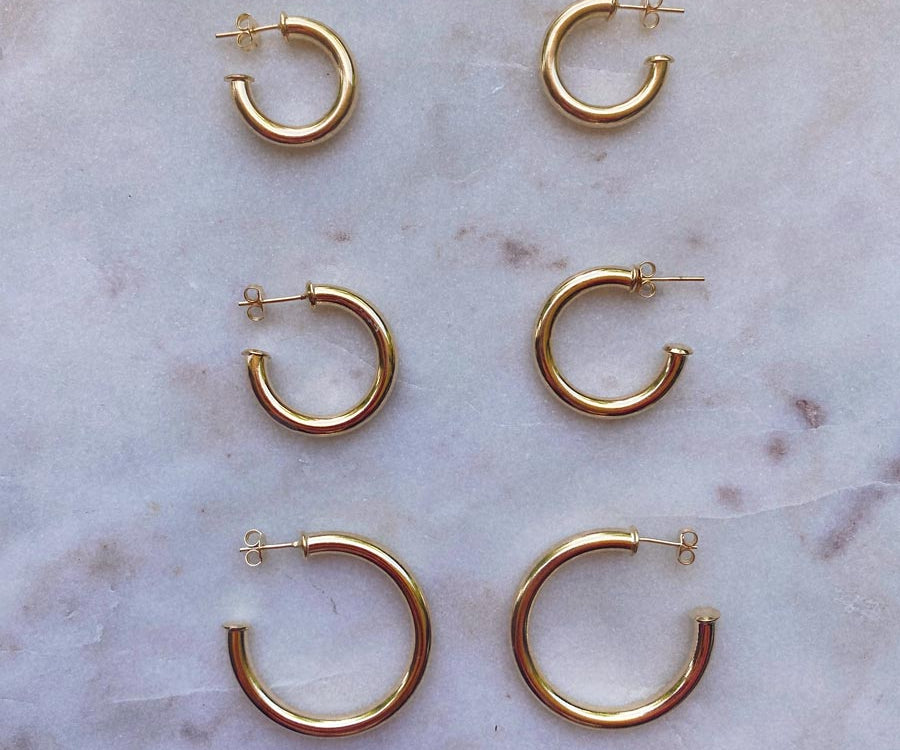 Celine basic gold filled open hoop earrings.