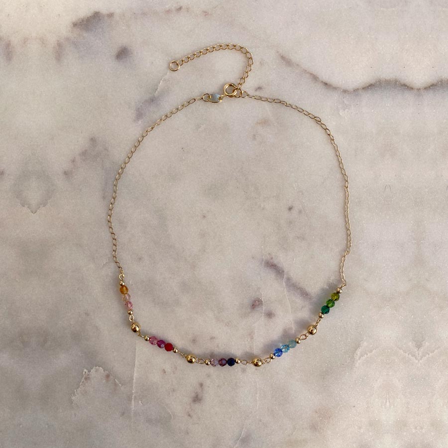 Swarovski Crystal Gold Filled rainbow necklace
