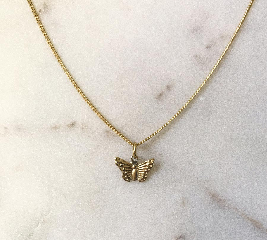 gold filled butterfly charm necklace