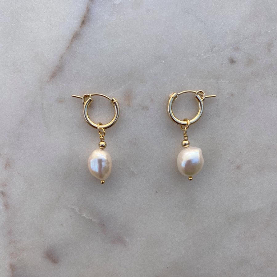 Gold filled earrings with freshwater pearls.