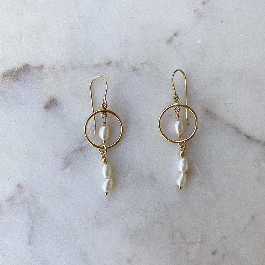 Gold filled earrings with freshwater pearls.