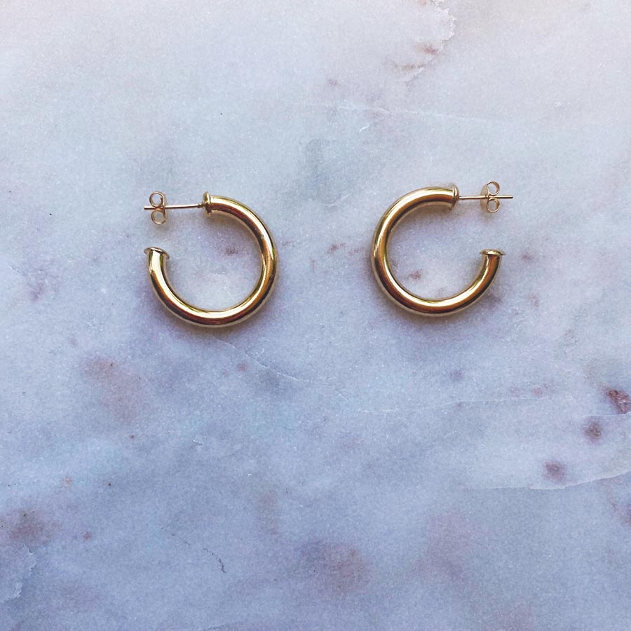 Celine basic gold filled open hoop earrings.