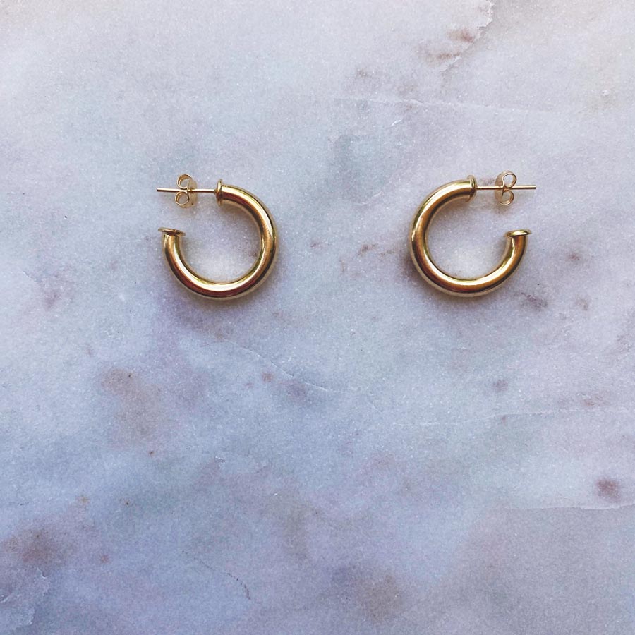 Celine basic gold filled open hoop earrings.