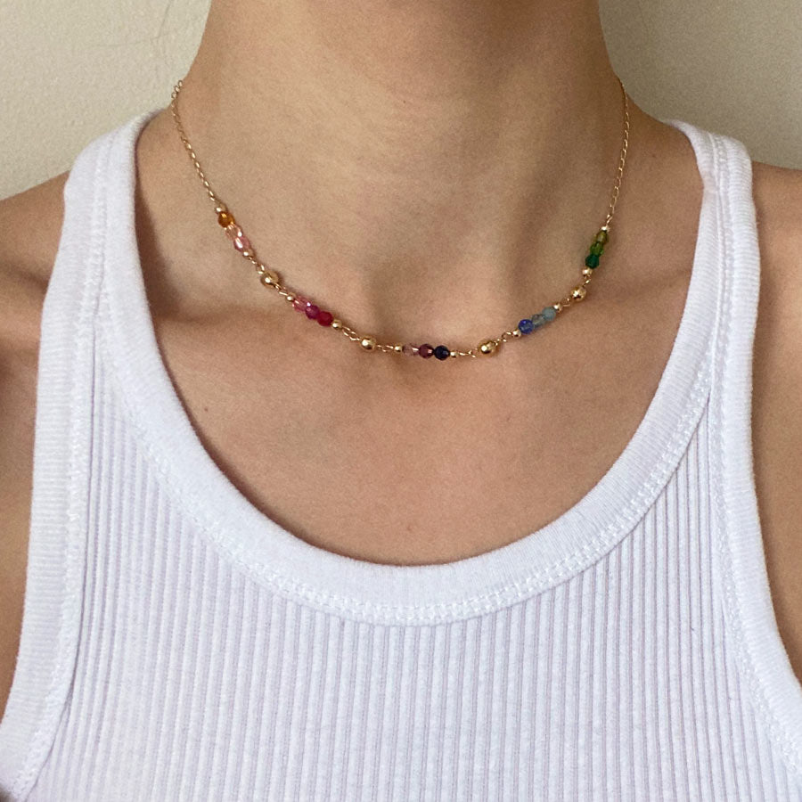 Swarovski Crystal Gold Filled rainbow necklace