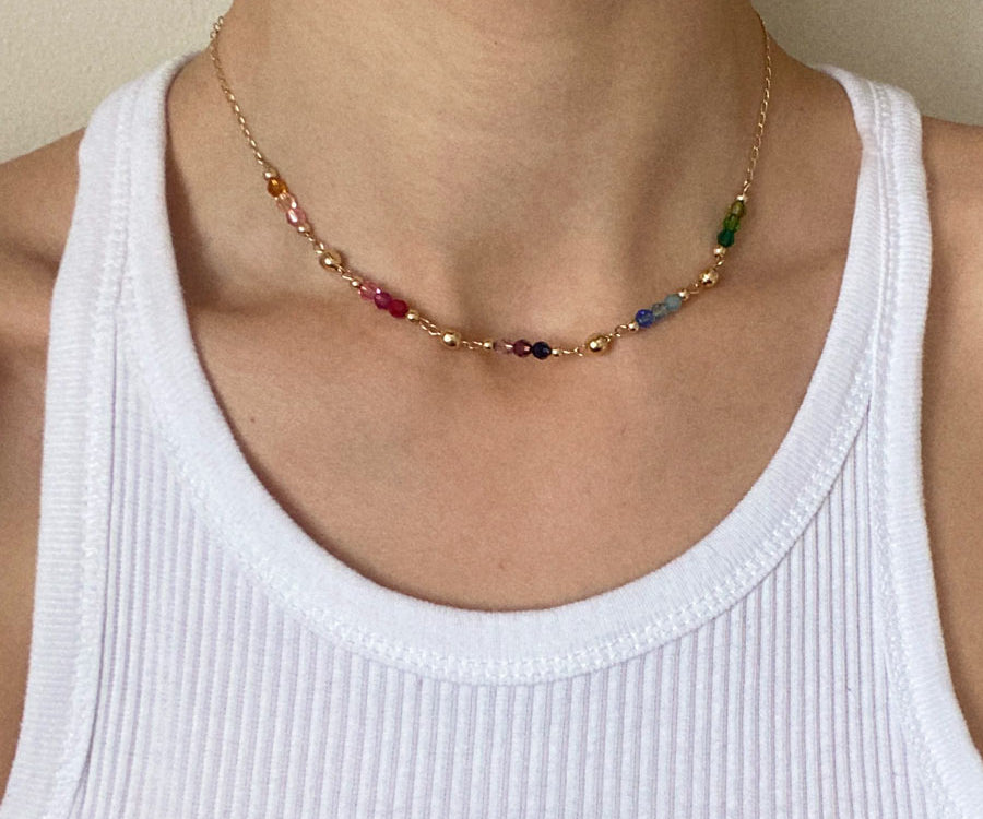 Swarovski Crystal Gold Filled rainbow necklace
