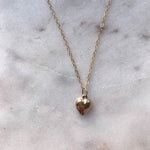 gold filled heart necklace on o-link chain