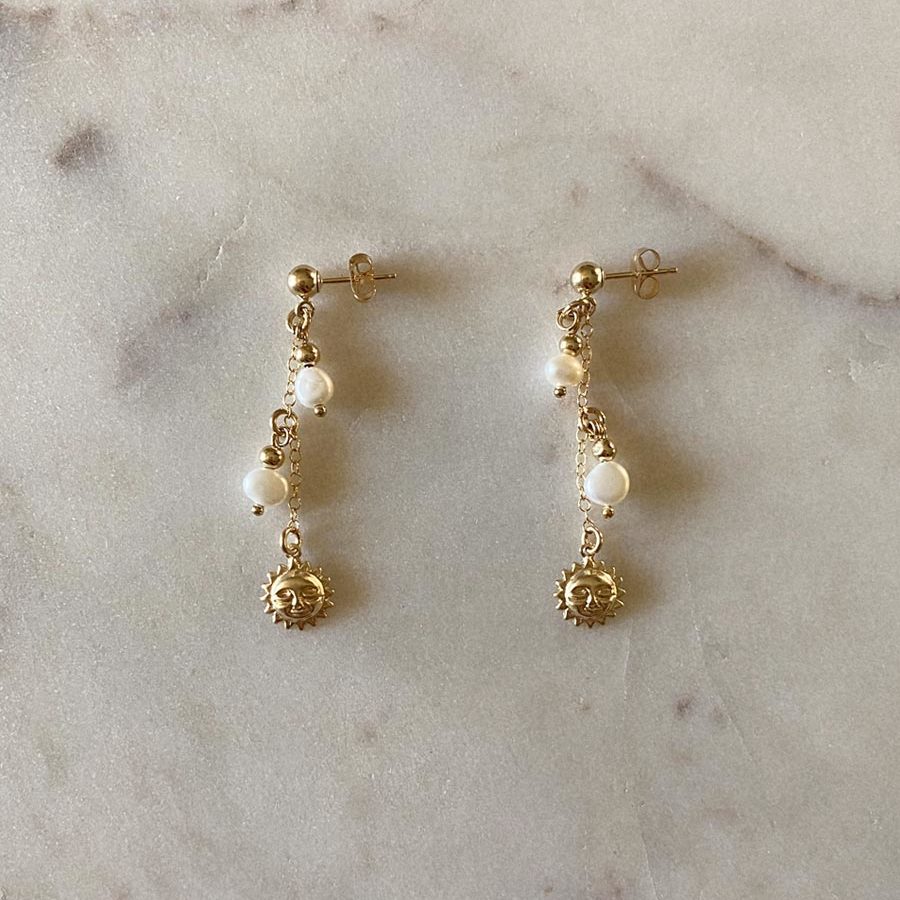 Lexie gold filled sun and pearl earrings