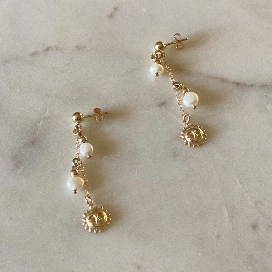 Lexie gold filled sun and pearl earrings