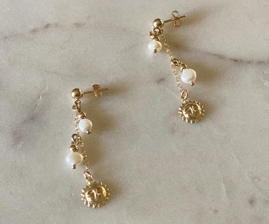 Lexie gold filled sun and pearl earrings