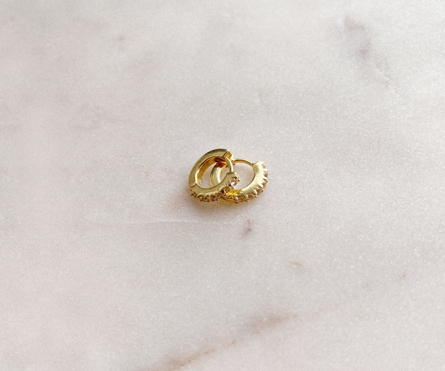Maison de Femmes White Topaz gold filled huggies.